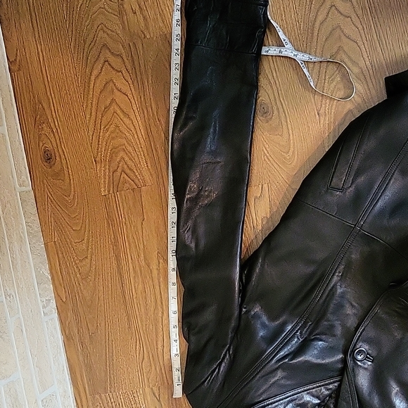 ROSLEEN Mid Length Soft Leather Jacket Belted Buttons - Picture 12 of 15